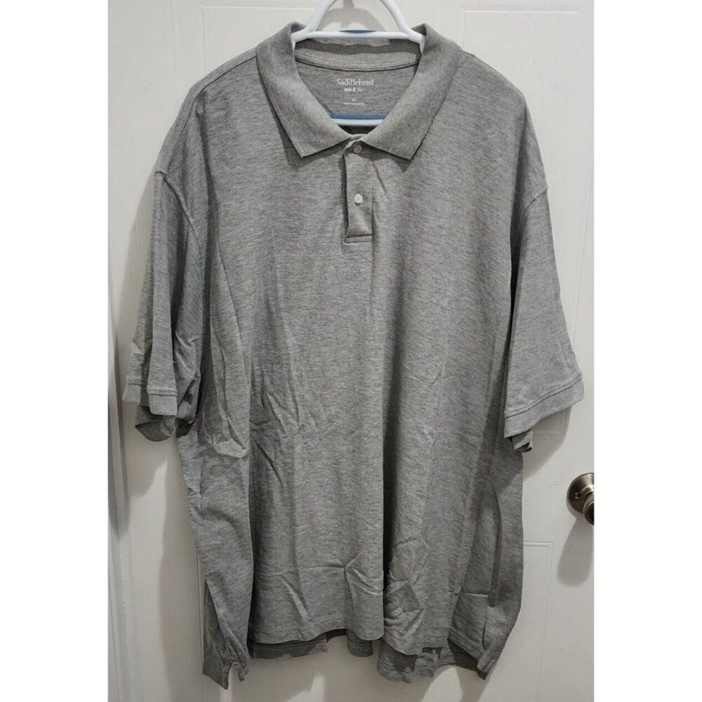 Saddlebred Big & Tall Gray Short Sleeve Polo Shirt Size 4XL Cotton Blend